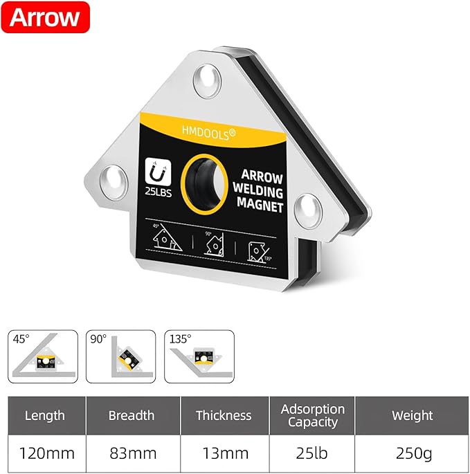 Welding Magnets Small Set,6 Pieces Welding Magnetic and Clamps Holder 25LB & 10LB,2Pcs Arrow,2Pcs Hexagon,2Pcs Mini,Power Welding Accessories and Tools,Welding for Car,Angle Magnets for Welding