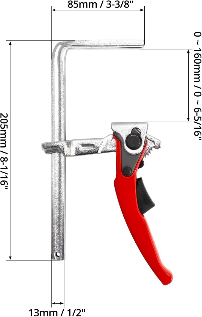 QWORK Ratcheting Table Clamp, 2 Pack Quick Release Bar Clamp with 6-5/16" Capacity and 2-5/16" Throat Depth for Sanding, Cutting