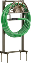GOFORWILD Garden Hose Reel Winding Reel- Freestanding Water Hose Stand with Storage Basket, Holds 150ft of 5/8 Hose for Outside Patio Yard Lawn with 2 Hooks