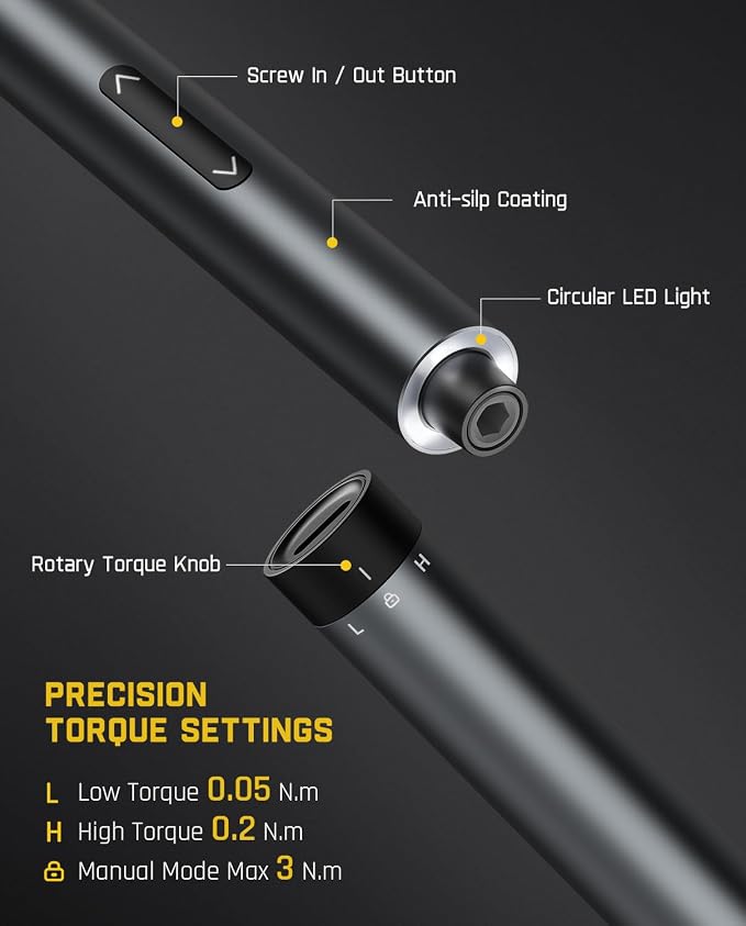 Fanttik E1 Ultra Mini Electric Screwdriver, Precision Electric Set, 50-in-1 Magnetic Bits, Magnetic Rotatable Storage, 5/32''Hex, Electric Screwdriver for Electronics Phone Camera Laptop Watch