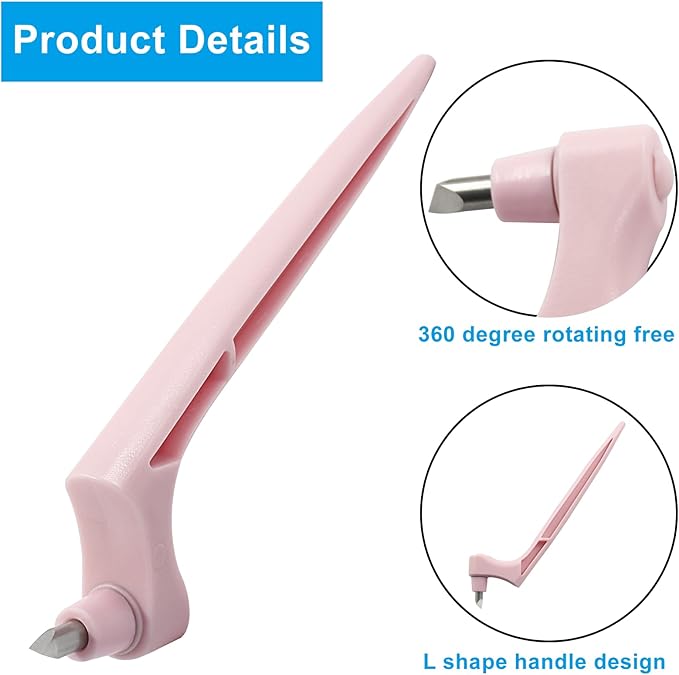 Craft Cutting Tools Pen, Craft Cutting Knives with 3 different 360 Degree Rotating Blades Stainless Steel Cutter Pen for Stencils Scrapbooks DIY Crafts (Pink)