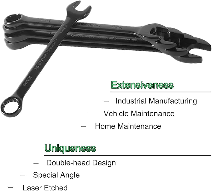 20-Piece Metric Combination Wrench Set in Roll-up Pouch, Metric 6-32mm, Spanner Wrench Set | 12 Point | Chrome Vanadium Steel | Fully Polished (Black)