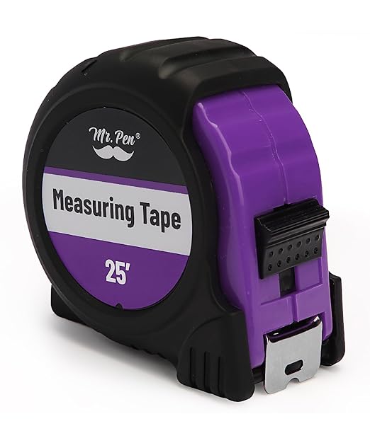 Mr. Pen- Retractable Tape Measure 25 ft, Purple, Easy Read, Steel Retractable Measuring Tape with Fractions, Ideal for Construction & DIY Projects