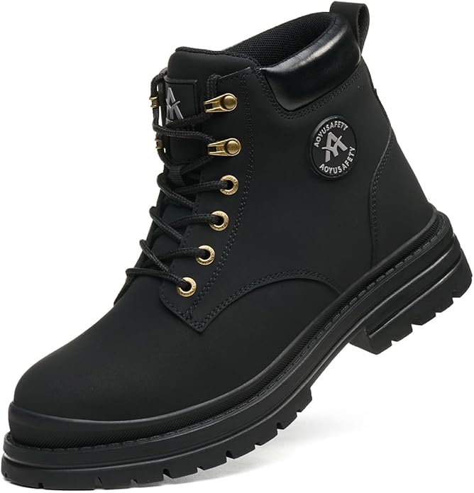 Work Boots for Men,Lightweight Breathable High Top Steel Toe Boots,Indestructible Steel Toe Shoes,Non Slip Safety Work Shoes.