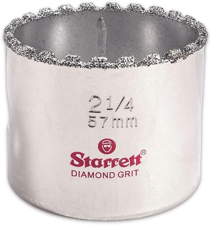 Starrett Diamond Grit Hole Saw 2-1/4" Dia, 1-5/8" Cutting Depth | Ideal For Drilling Small Diameter Holes, 5/8-18 Thread Size, XA2/XA10 Arbor Type, Silver, KD0214-N