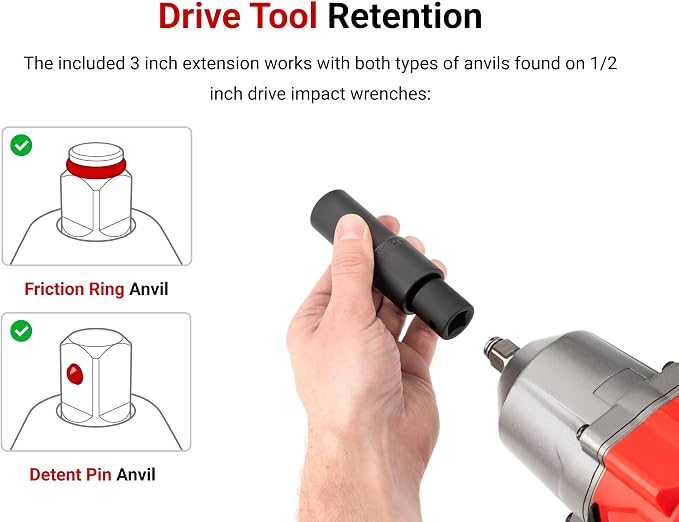 TEKTON 1/2 Inch Drive Impact Flip Socket Set, 6-Piece | SIF92400 | Deep Thin Wall, 6-Point, Case