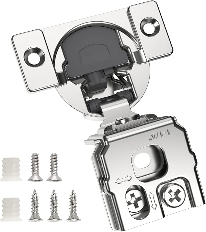 Chibery 2 Pack 1-1/4" Overlay 3D Soft Close Concealed Hinge for Face Frame Door, Smooth Slow Self Closing Hinges, Satin Nickel, Hidden 105° Open Angle Stainless Steel Hinge for Kitchen Cabinet Door