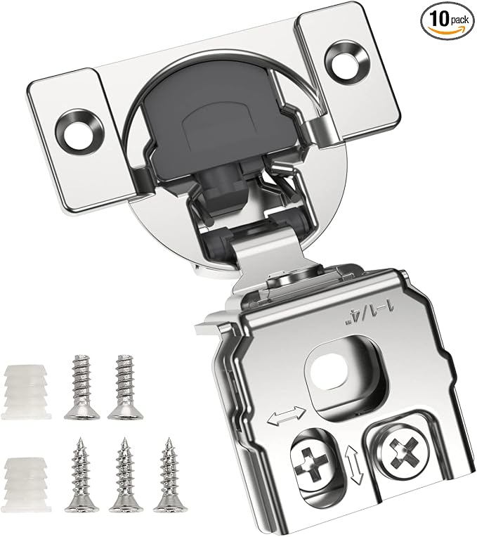 Chibery 50 Pack 1-1/4" Overlay 3D Soft Close Concealed Hinge for Face Frame Door, Smooth Slow Self Closing Hinges, Satin Nickel, Hidden 105° Open Angle Stainless Steel Hinge for Kitchen Cabinet Door