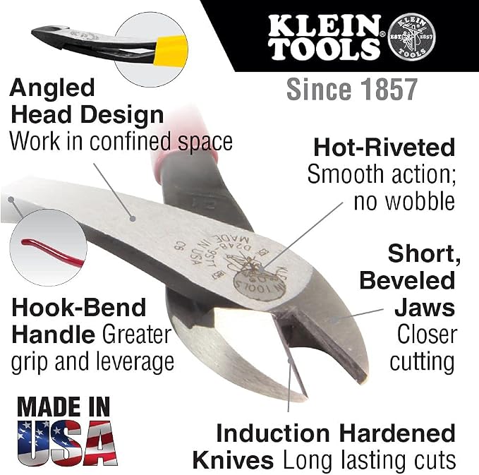 Klein Tools D213-9NE Pliers, 9-Inch Side Cutters & D248-9ST Pliers, Ironworker's Diagonal Cutting Pliers with High Leverage Design Works as Rebar Cutter and Rebar Bender, 9-Inch