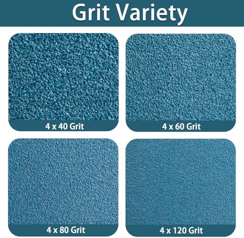 4x36 Inch Belt Sander Sanding Belts Kit 16 Pcs (4 Each of 40/60/80/120 Grits), Zirconia Belt Sander Paper Sanding Belts for Wood, Metal, Cars, and Furniture, 16-Pack