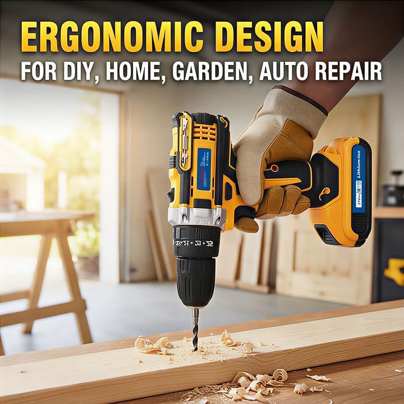 Leaf Blower + Cordless Drill Set | 2-in-1 Outdoor Cleaning & Home Repair Combo Kit – Powerful Airflow for Yard Care, Wireless Drill with Drill Bits & Accessories for DIY Projects, Fast Charging Includ