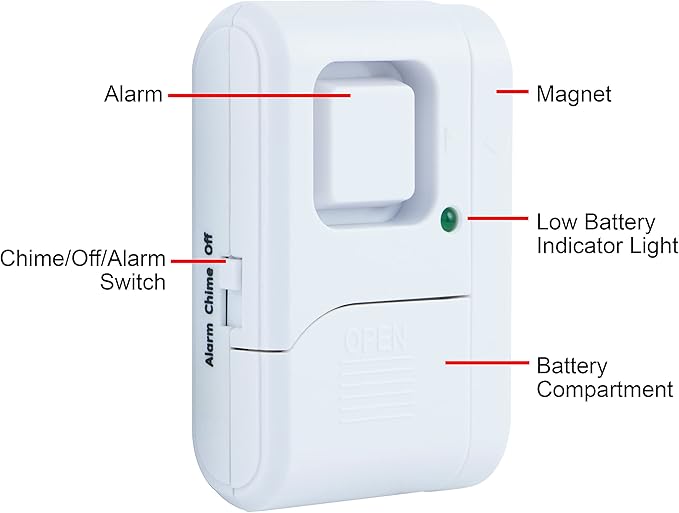 UltraPro Personal Security Window and Door Alarm, 5 Pack, DIY Protection, Burglar Alert, Wireless Chime/Alarm, Easy Installation, Home Security, Ideal for Home, Garage, Apartment , White, 45987
