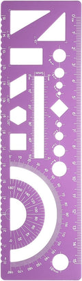 HARFINGTON Multifunctional Geometric Rulers 15cm Metric and SAE Aluminum Straight Edge Protractor Angle Math Measuring Ruler Geometric Drawings Templates for Drawing Drafting, Rose