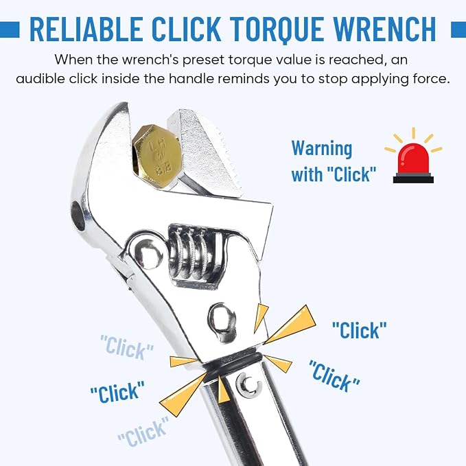 Adjustable Torque Wrench 19 to 110 Nm 43mm Open End Torque Wrench Spanner for HVAC, Car Repair, Bicycle Maintenance (Style 2)