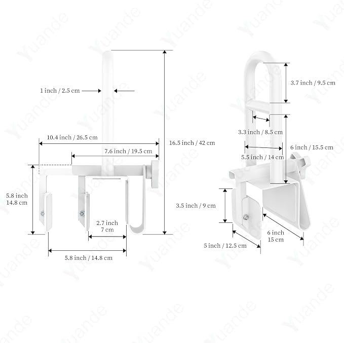 Adjustable Bathtub Safety Rail,YuanDe 17x6 Inch Stainless Steel Tub Handle