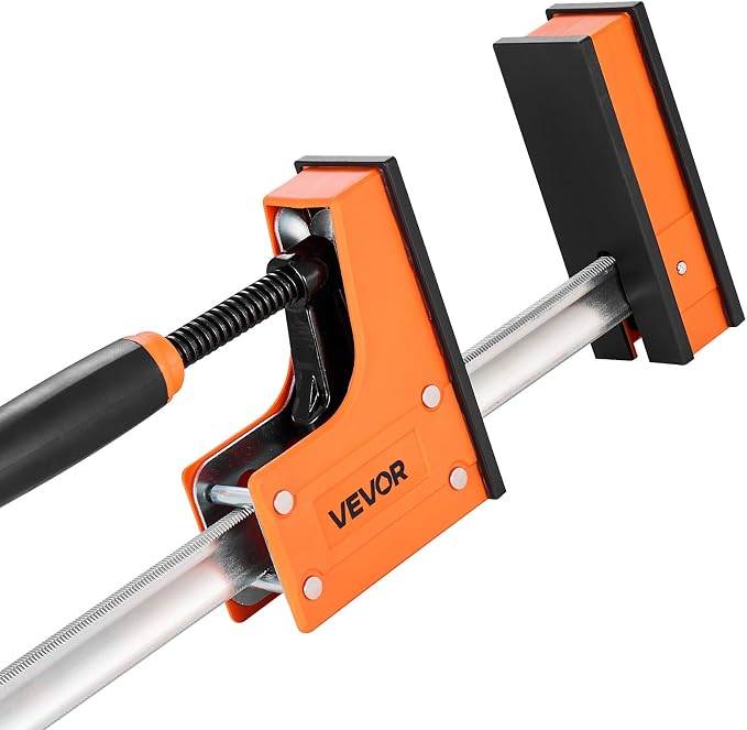 VEVOR Bar Clamps for Woodworking, 2-Pack 24 inch Parallel Clamp Set, F-Clamp with 1500 lbs Load Limit, Even Pressure, High-strength Plastic and Carbon Steel, for Woodworking Metal Working, Orange