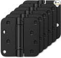 Luxbaro 6 Pack Self Closing Door Hinges 4 Inch, Matte Black Spring Loaded Hinges with 5/8'' Radius Corners, Adjustable Tension for Garage, Front Door, for Left and Right Hand Door, UL Listed