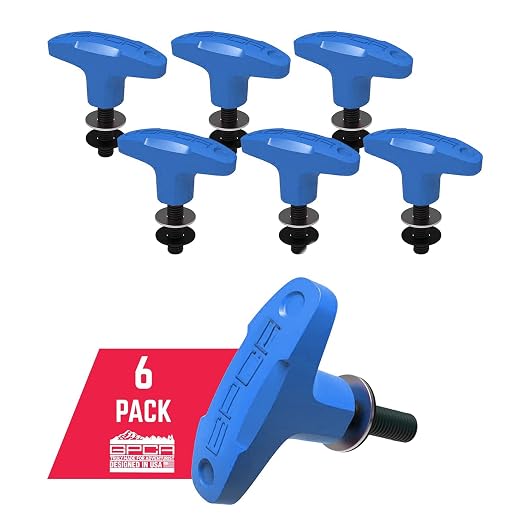 GPCA Quick Release Tie Down GP Anchor PRO, Wrangler JL 2018-2025 | w/o Nut, M8 25mm Thumbscrew, Hardtop Removal, Jeep Accessories & Cargo Tie Down (6PC, Blue)