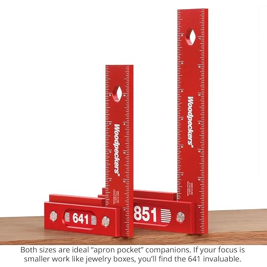 Woodpeckers Precision Woodworking Square, 150MM, Aluminum, USA Made, Feature Packed Metric Square, Self Standing, Shoulder Lip, Laser Engraved Scales