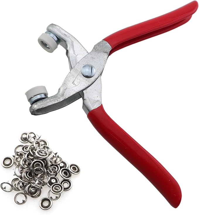 Crochet Safety Eye Plier Tool Set Including 50 Sets Of Stainless Steel Five Claw Clasps 150mm For Installing Snap Fasteners On Pajamas Belts Onesie