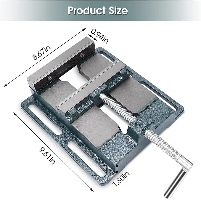 6-Inch Drill Press Vise Cast Iron Drill Press Vice Industrial Heavy Duty Machine Vise Bench Clamp Vise for Milling, Drilling, Woodworking and Machinery Maintenance