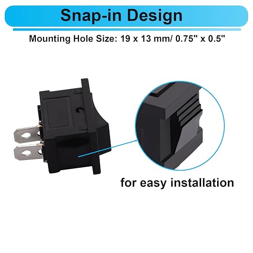 TWTADE 8Pcs 12V Rocker Switch On/Off 2 Pin 2 Position SPST Car Auto Boat Rocker Toggle Switch AC 6A/250V 10A/125V KCD1-1-101