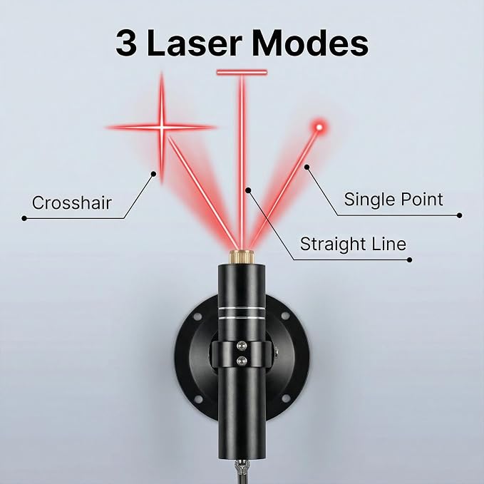 2pack Three-Head Red Laser Level with 2M Charger | 520nm Cross/Linear Laser Generator | Rechargeable Alignment Tool for Woodworking, Construction & Fabric Cutting (Base & AC/DC Adapter),Red