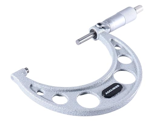 Accusize Industrial Tools Outside Micrometer, 75-100mm, EG00-0100 | 75-100mm, Ultra-Precision, Carbide Tipped, M-Type, Resolution 0.01mm, Ratchet Friction Thimble, Solid Storage Case
