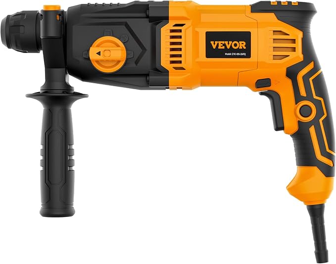 VEVOR 1 Inch SDS-Plus Rotary Hammer Drill, 8 Amp Corded Drills, Heavy Duty Chipping Hammers w/Safety Clutch, Electric Demolition Hammers, Taladro Rotomartillo, Power Tool For Concrete
