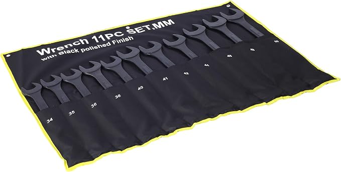 11PC Jumbo Combination Wrench Set, Metric, 34-50mm, Extra Large Wrenches | 34, 35, 36, 38, 40, 41, 42, 44, 46, 48, 50 mm sizes, Extra Large Combination Wrench Sets with Pouch (11PC-Metric)