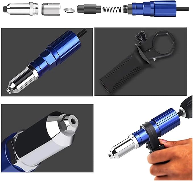 Electric Rivet Gun 2.4mm-4.8mm nut gun drill adapter Cordless riveting tool Insert Pull Tool(Set B)