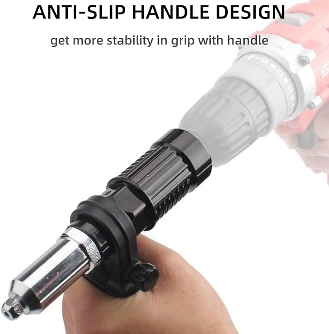 Rivet Gun Adapter with Removable Plastic Handle, Electric Rivet Gun Head, Cordless Riveting Drill Tool Accessories