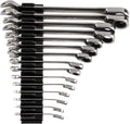 TEKTON Reversible Ratcheting Combination Wrench Set, 15-Piece | WRC94301 | (1/4 - 1 in.), 12-Point, Satin Chrome Finish, Modular Organizer