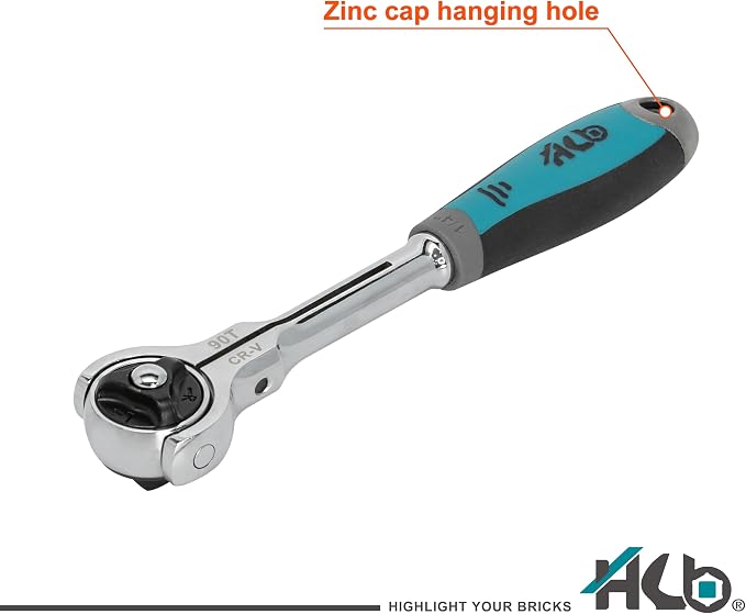 HB 90-Tooth 1/4 Inch Drive 270° Swivel Head Ratchet Handle 44 Piece Socket Set with Precision Screwdriver Torx PZ PH SL HEX Bits Chrome Vanadium Steel Portable Case Made in Taiwan AKM024-G | 90-tooth swivel ratchet, 270° flex head, 4° arc swing, stampe...
