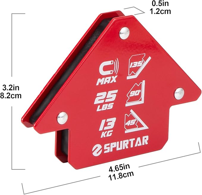 Spurtar Welding Magnets, 25lbs 4Pcs Welding Magnets and Clamps, Strong Magnetic Holder Tools and Accessories 45°, 90°, 135°