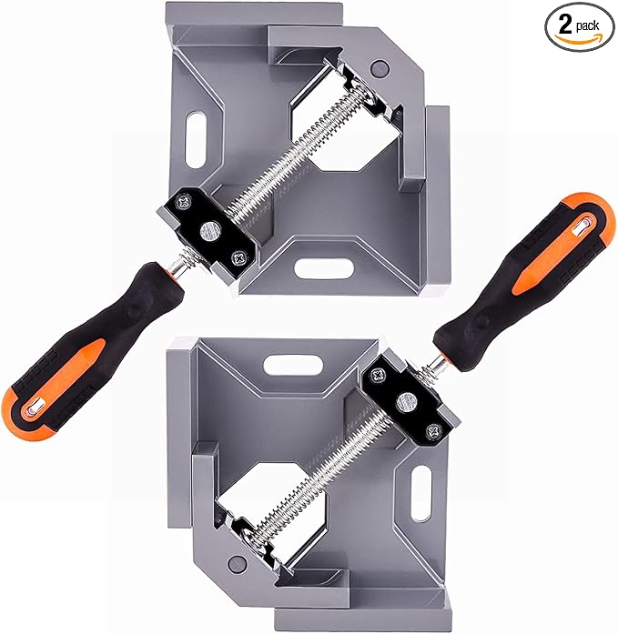 2pcs Corner Clamp - Right Angle 90 Degree Wood Clamps For Woodworking, With Adjustable Swing Jaw Aluminum Alloy Frame, For Welding, DIY Woodworking