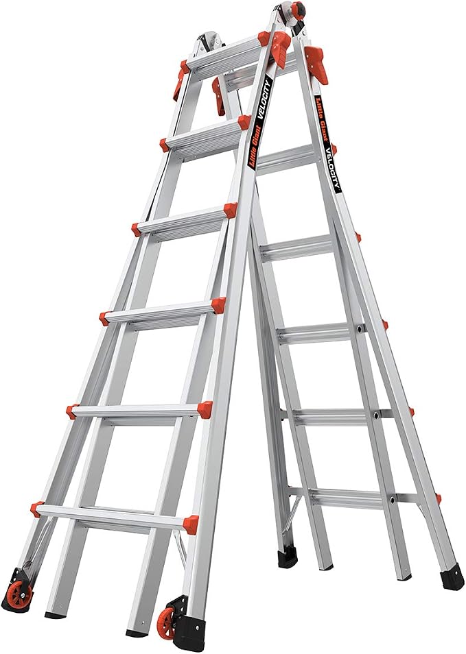 Little Giant Ladders Velocity (15426-001) with Wheels and Little Giant Ladder Systems Work Platform (10104)