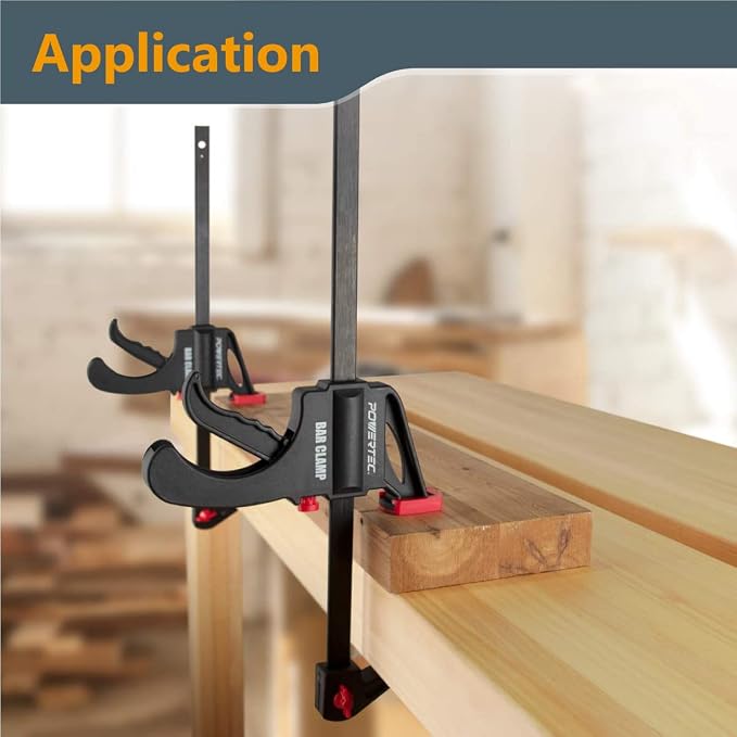 POWERTEC 36" Bar Clamps/Spreaders 12 Pack, Trigger & Ratchet Quick Grip Clamps for Woodworking, Gluing & DIY Projects