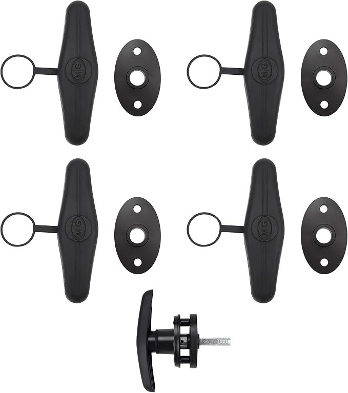 Truck Roof Top T-Handle Lock Dust Cover & Cam Plate Spacer Kit - Replacement for Camper Van, Truck Cap, Canopy, Trailer Door T-Locks, Weatherproof Seal Protection-4 Sets