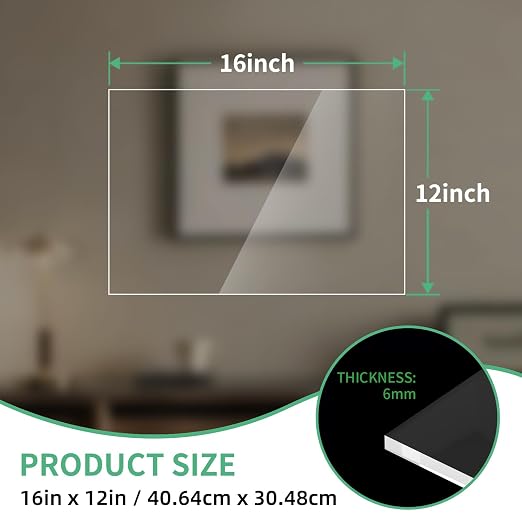 (5 Pack) 1/4 ”(6mm) Thick Clear Acrylic Sheets, 12X16 Plexiglass Sheets for Craft, Sign Blank, DIY Display Project, Cut with Saw or Hand Tools