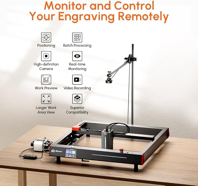Algolaser Lightburn Camera for Laser Engraver – 5MP HD Laser Engraver Camera with Precise Positioning, Batch Processing, Job Preview, Image Tracking & Video Recording, Work Area 550×800mm