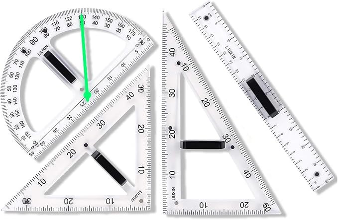 Math Ruler Magnetic Classroom Math Geometry Tool Set Enhances Classroom Learning, Easily Mounts to Blackboard Protractor Measuring Ruler Triangle Ruler (Tp2pc)