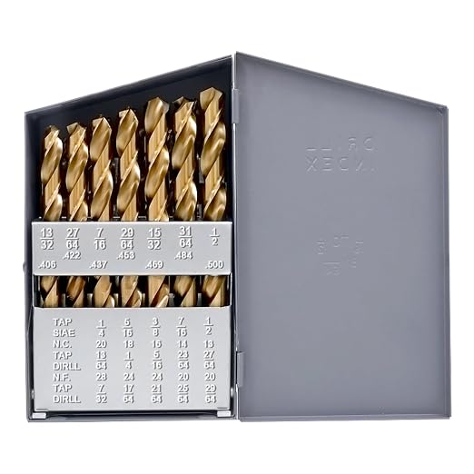 Cobalt Drill Bit Set - 29Pcs M35 High Speed Steel Twist Drill Bits for Hardened Metals, Stainless Steel, Cast Iron and Wooden Plastics with Metal Index Storage Box, 1/16"-1/2"