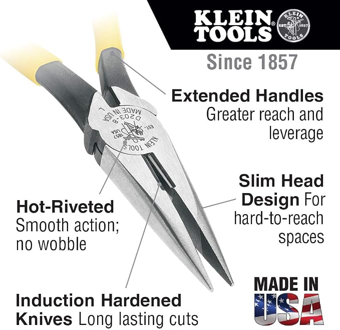 Klein Tools D20009NEGLW Side Cutters - Lineman's Pliers Set, 8-Inch with Klein-Kurve Stripper/Cutter & Long Nose Pliers, Hi-Viz Glow in the Dark