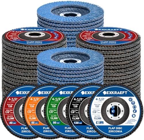 EXKRAEFT Flap Discs 4 1/2 for Angle Grinder, 50pcs Grinder Sanding Disc
