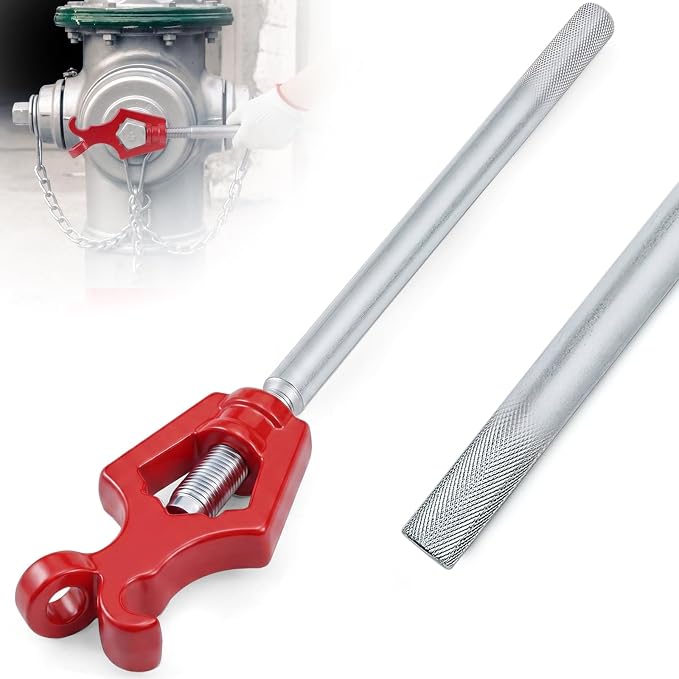 Tandefio 1 Pcs Fire Hydrant Wrench, Pentagon 1-3/4" /square 1-1/4", Red | Adjustable Hydrant Key for Utility Crews, Multifunctional Hydrant Wrench for Tightening Fire Nuts Tightening Water Pipes