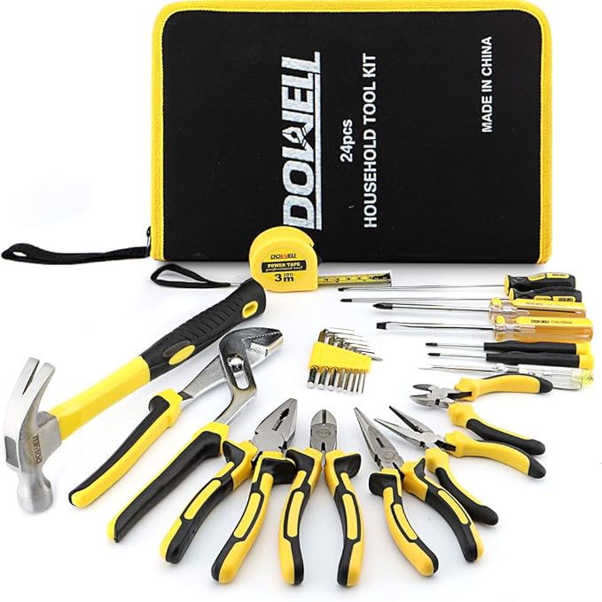 DOWELL 24 pcs Homeowner Tool Set, Home Repair Hand Tool Kit