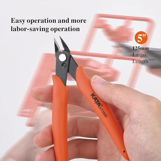 KATA 2-Pack Wire Cutters Set: 5 Inch Mini Micro Wire Cutter and 6 Inch Side Cutter for Electronics - Flush Cutting for Crafting Floral Models Jewelry Making DIY- Sharp Clean Cut Spring-loaded Plier