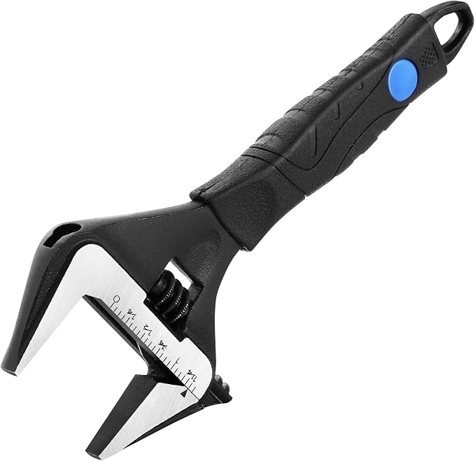 MAXPOWER 6-inch Wide Jaw Adjustable Wrench, 1.4" Jaw Opening, Stubby Handle | Cushion Grip, Compact Wrench,Smooth Adjustment for Plumbing & Automotive Work