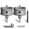 Metal Hole Saw 3''(76mm) 2Pcs Set Heavy Duty Tungsten Carbide Tipped Hole Cutters Set with a nitrided Step Drill and L-flench, for Steel Iron,Aluminum,Stainless stell